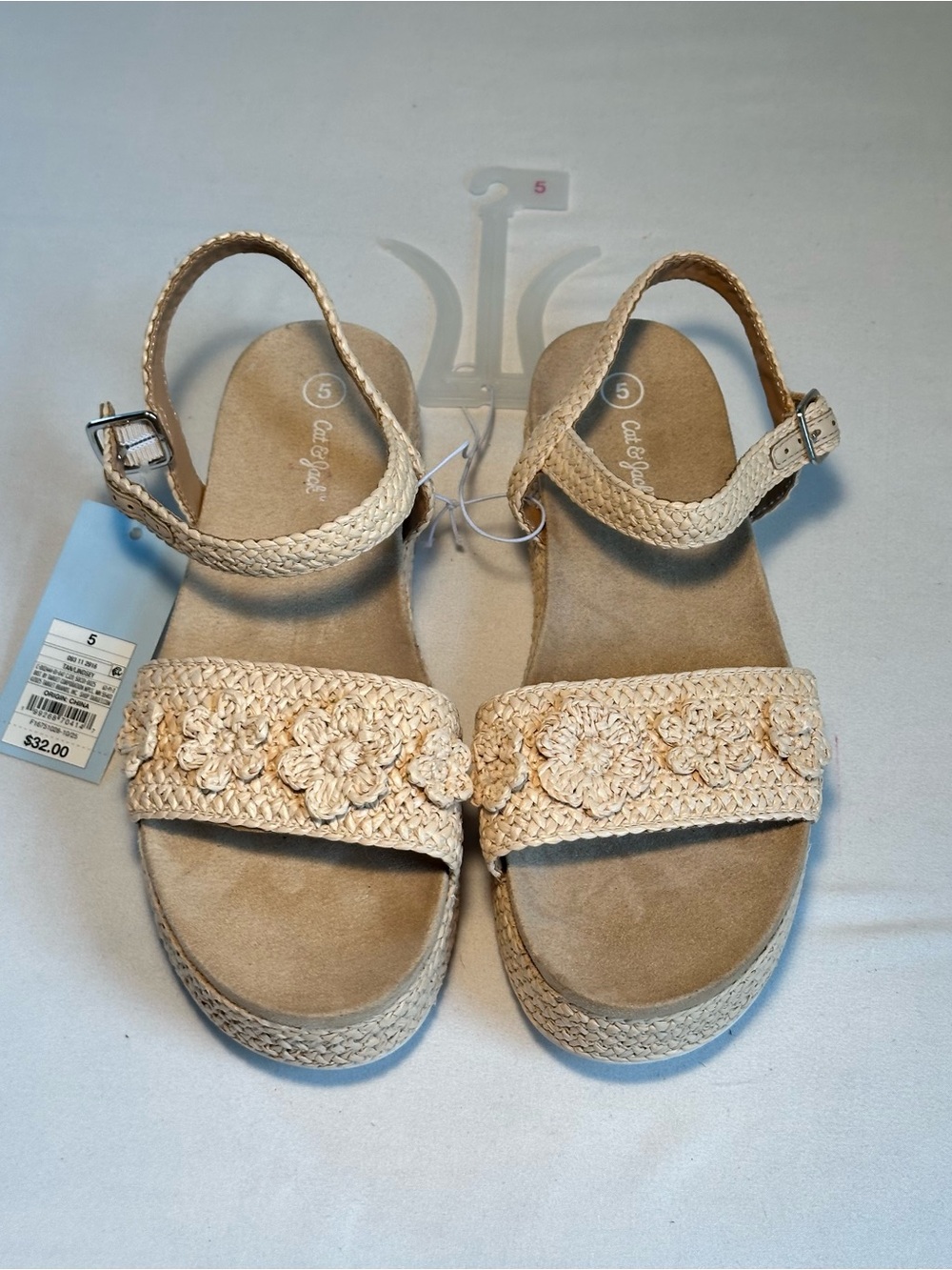 Cat & Jack Beige Woven Floral Platform Sandals